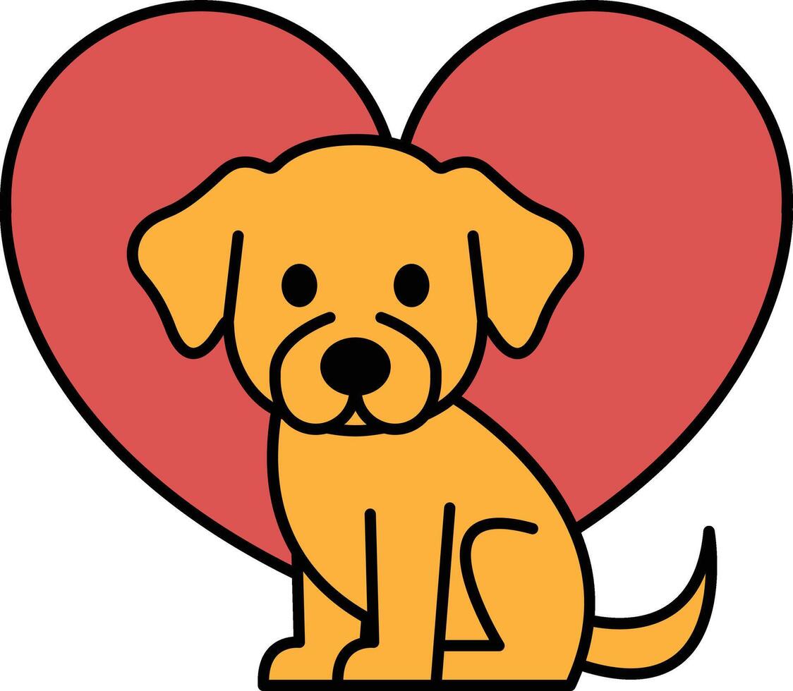 A cartoon dog sitting in a heart vector