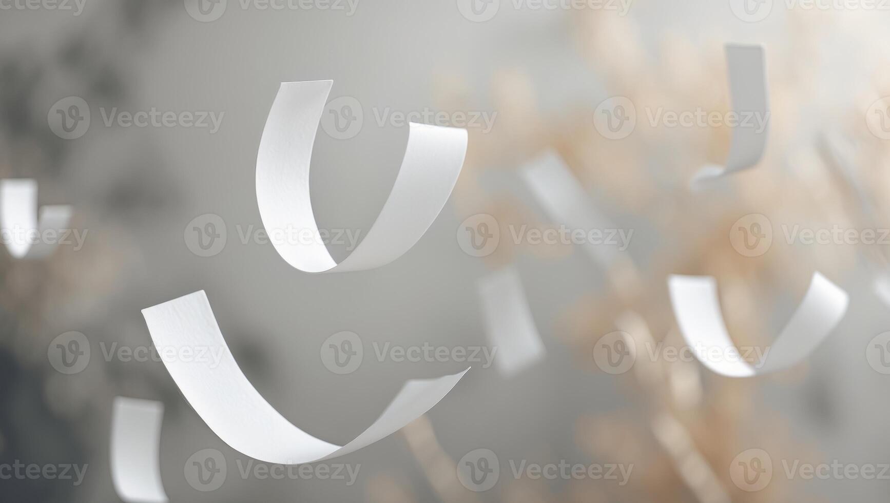 Modern abstract background featuring elegant white paper shapes on soft gray and beige hues photo
