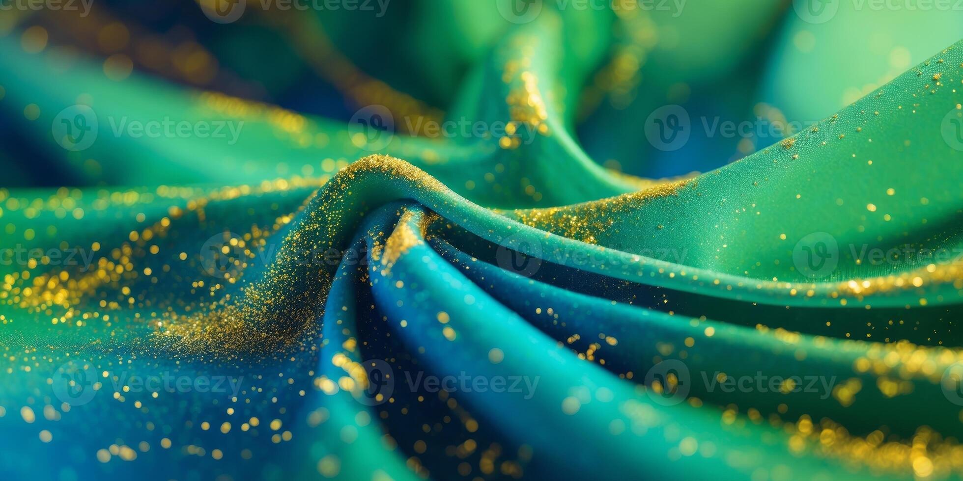 Abstract Background Green Blue Gold Sparkle. photo
