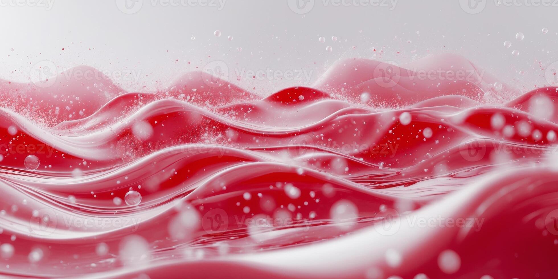 Abstract Close up of Red Liquid with Gentle Waves and Bubbles photo