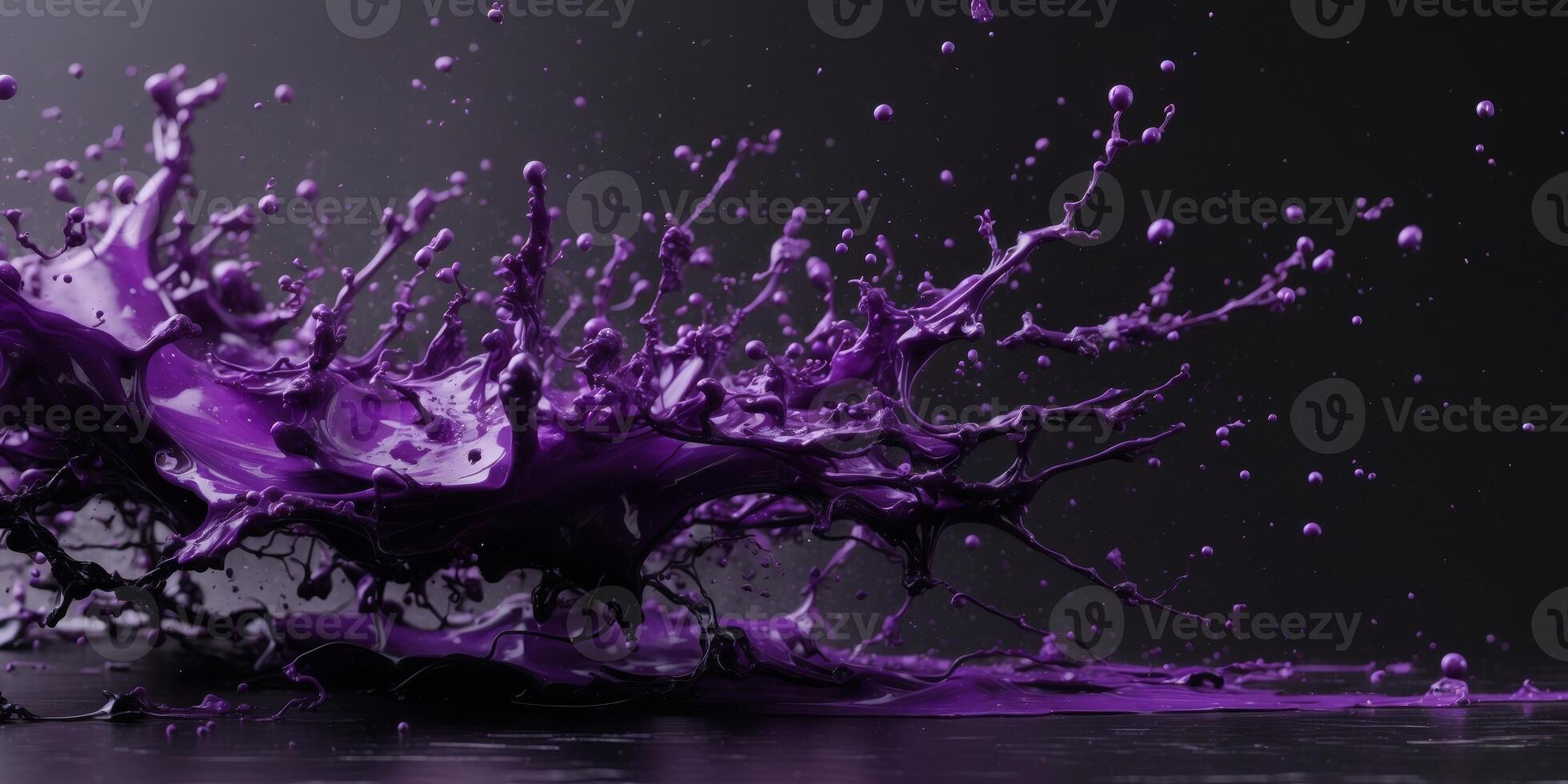 Abstract Purple and Black Ink Splashes Design. photo