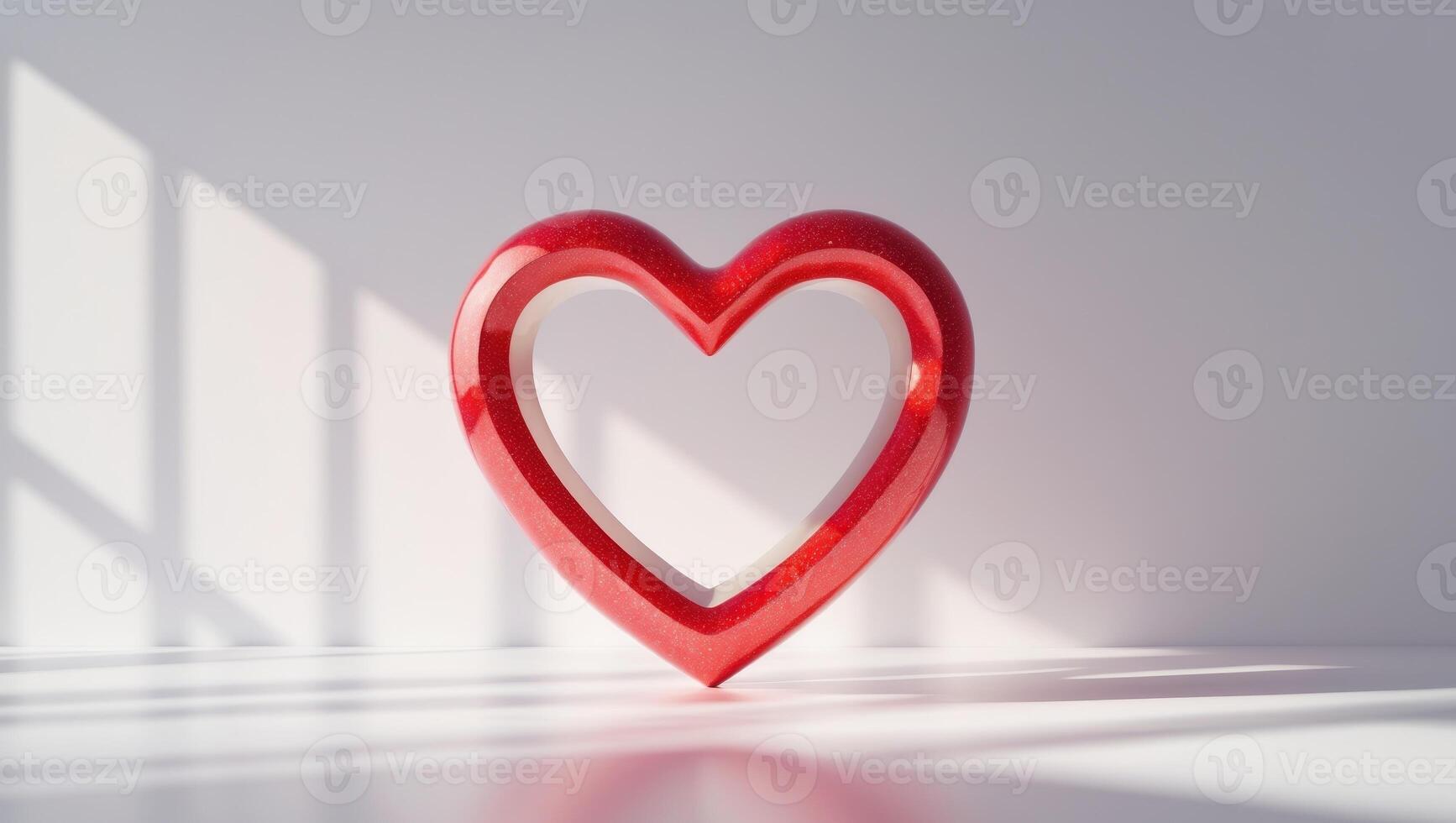 Sparkling Red Heart Valentine's Day Banner with Copy Space. photo