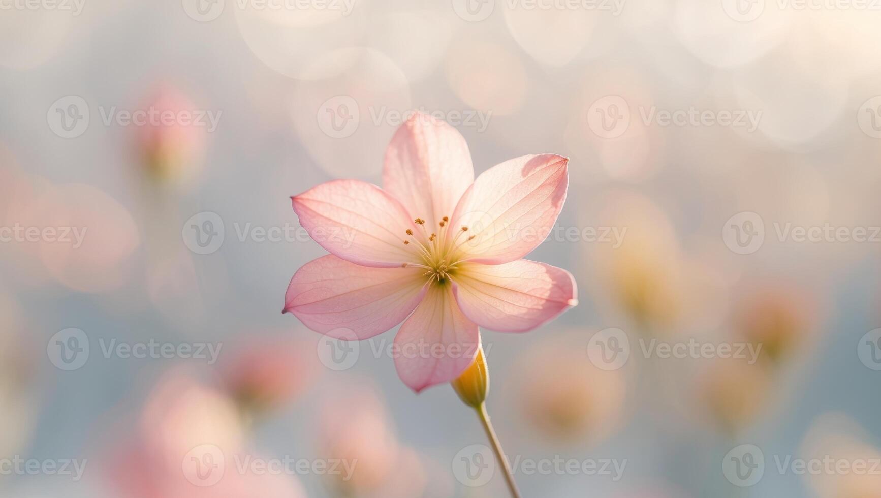 A close up of a pink flower with a blurry background. photo