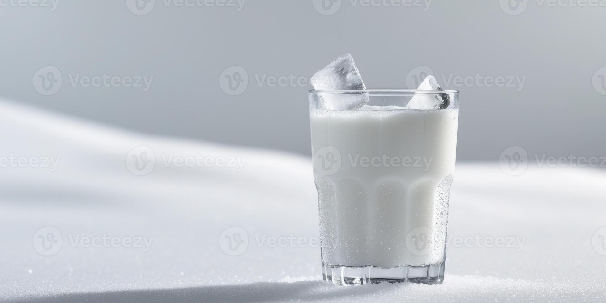 Refreshing Glass of Bubbly Milk Drink Close up Studio Shot. photo