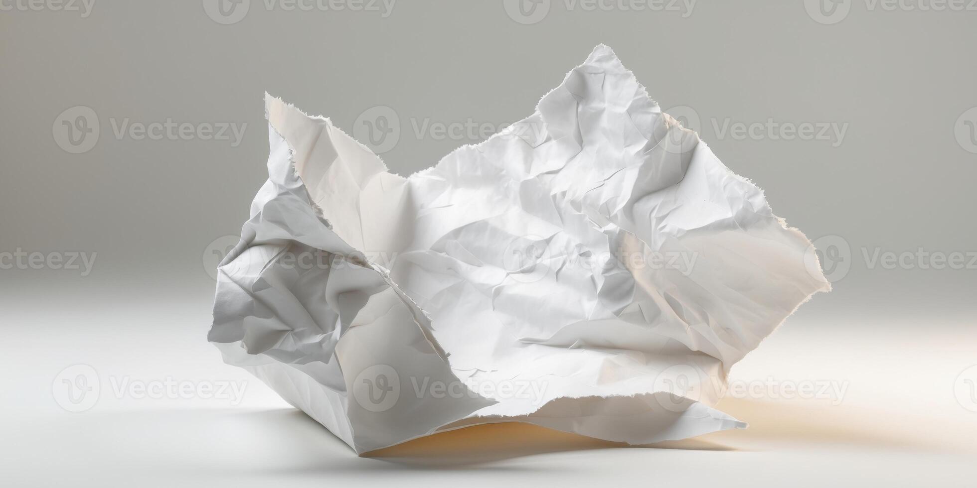 White Torn Paper Shows Texture and Irregular Edges. photo