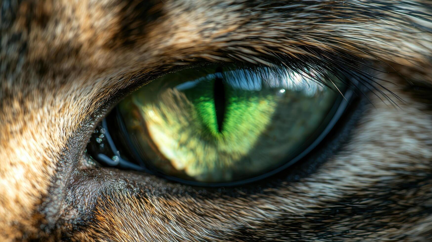 Close up Macro Photo of a Cat s Striking Green Eye and Fur Texture