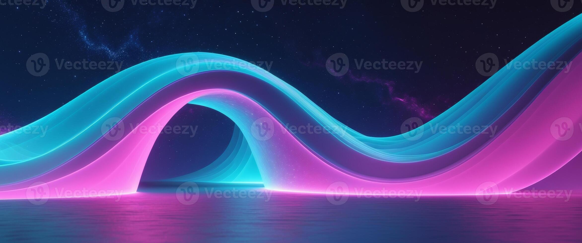Abstract background with neon waves photo