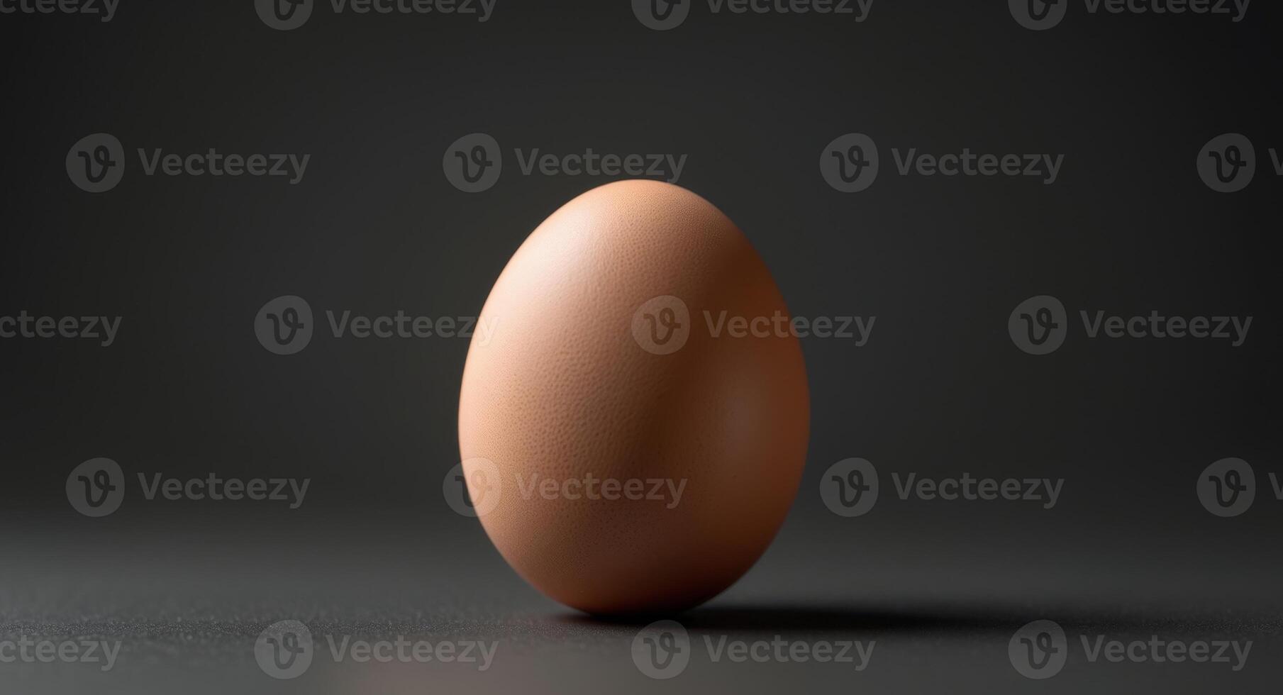 A Single Brown Chicken Egg on Black Background. photo