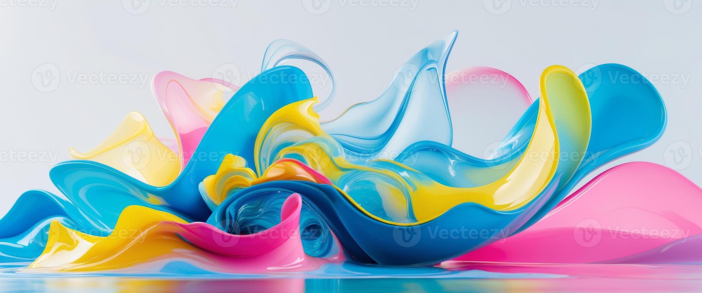 A vibrant and dynamic abstract image showcasing colorful liquid shapes swirling together photo