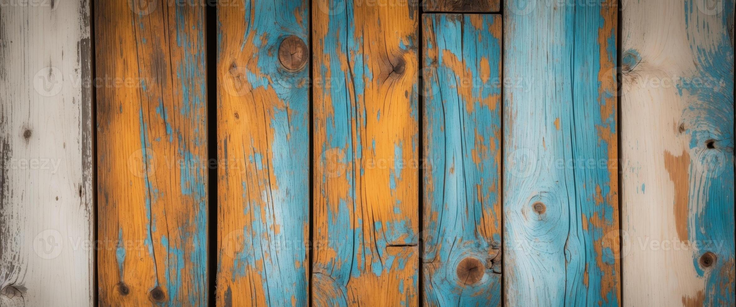 Colorful Weathered Wooden Planks Background Texture. photo