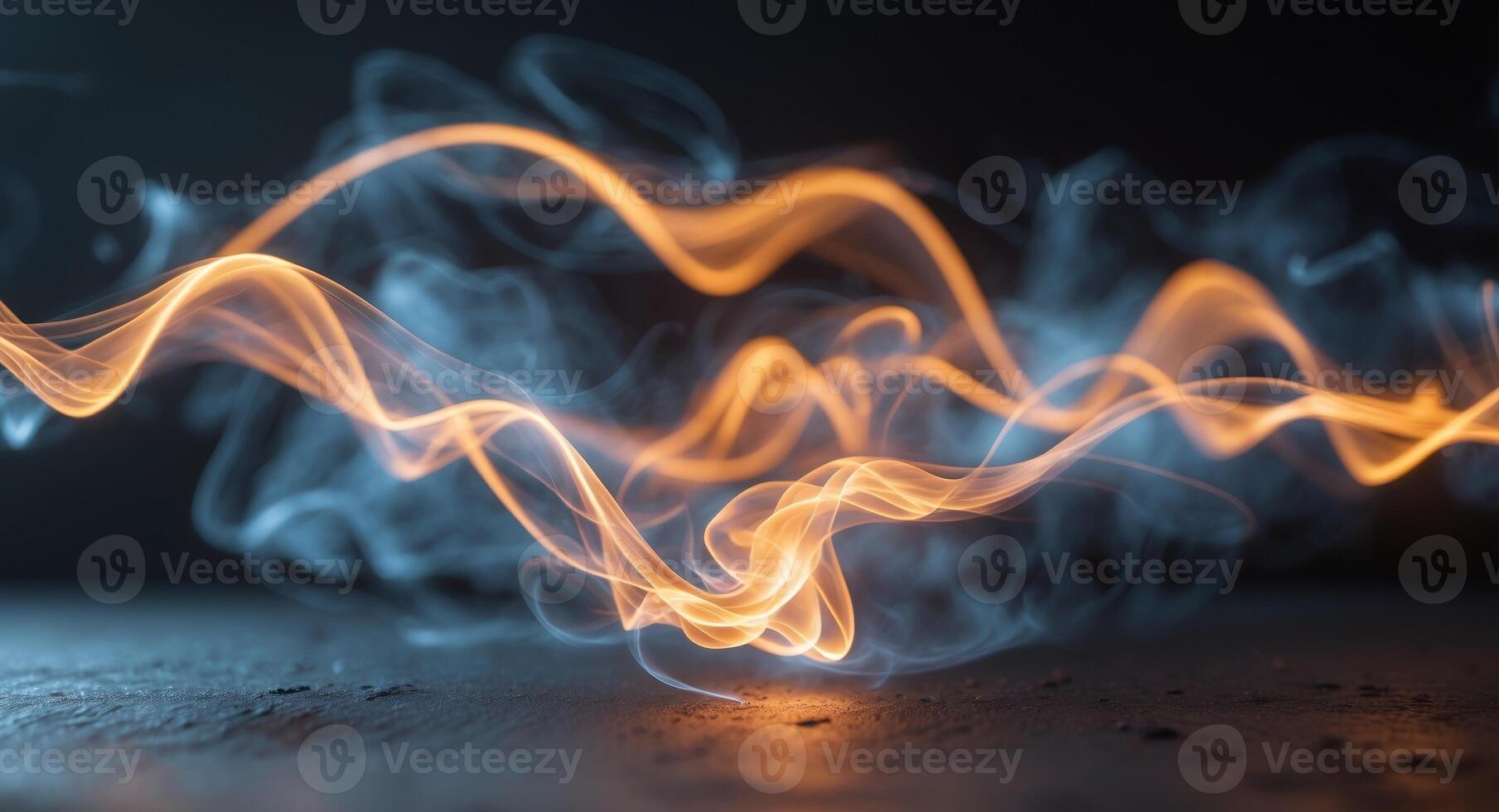 Glowing Embers and Dynamic Energy Flow in Dark Abstract Setting. photo