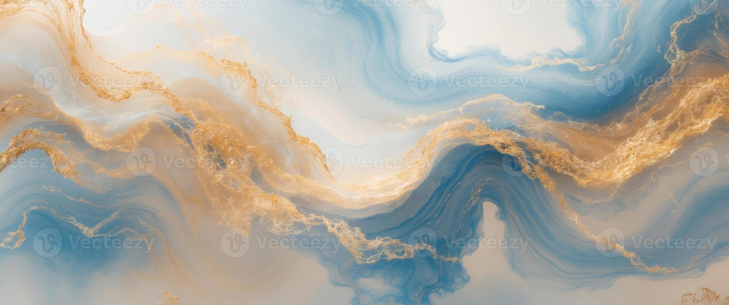 Golden and blue swirls evoke marble textures and atmospheric beauty photo
