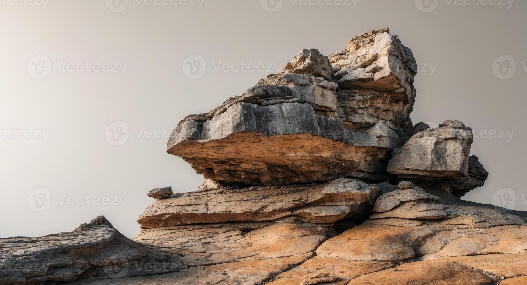 Unique textures in weathered rock formation photo