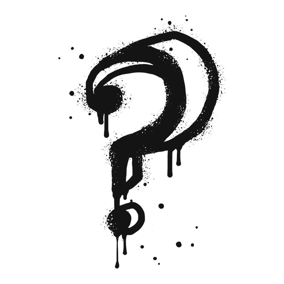 Spray painted graffiti question marks in black over white. question drip symbol vector
