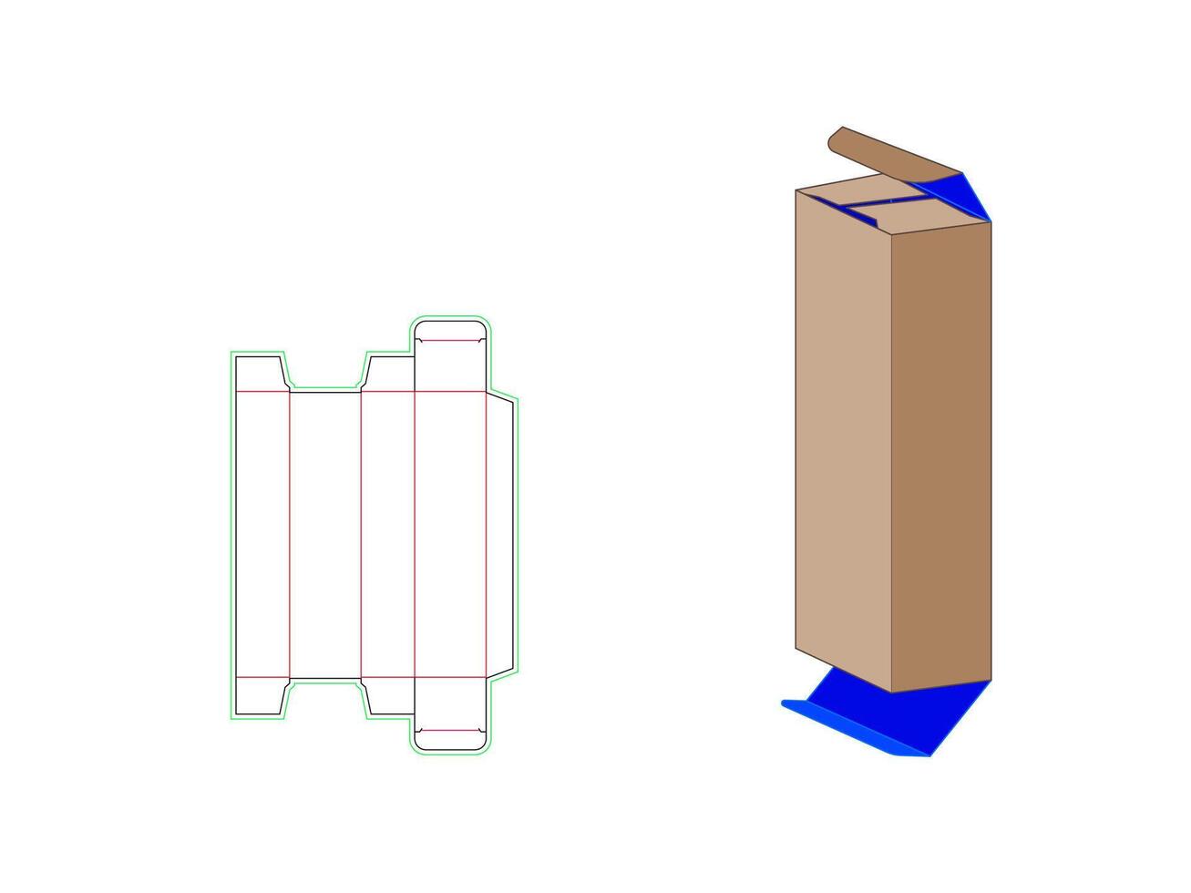 Custom Tuck end straight box dieline template 2x 1.5x 8 Inch vector