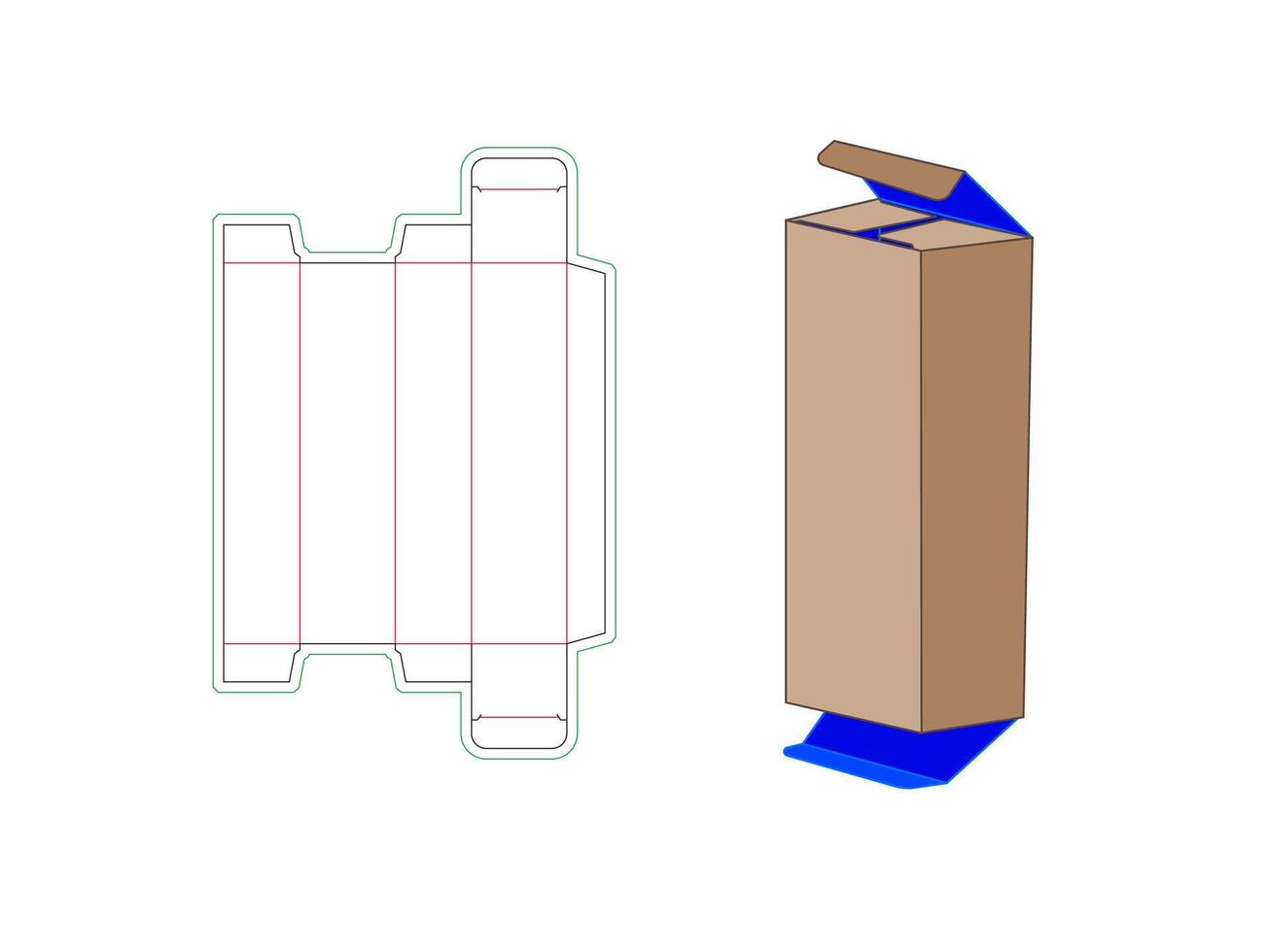 Tuck end 2.5x 2x 10 Inch straight box dieline template vector