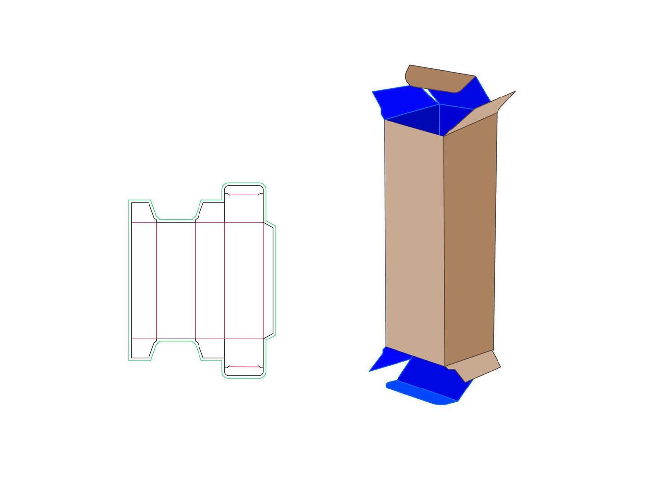 2x 1.5x 6 Inch Straight Tuck end box dieline template vector