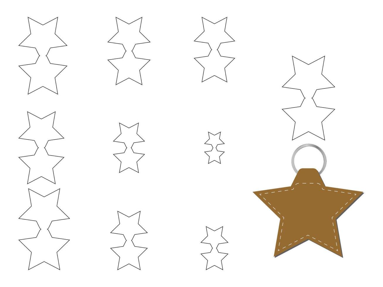 Star shape keychain key FOB Dieline Template vector