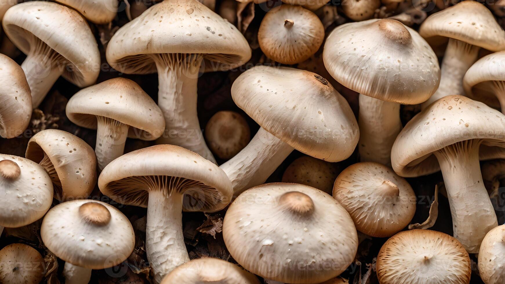 Cluster of Brown Beech Mushrooms in Autumn Forest photo