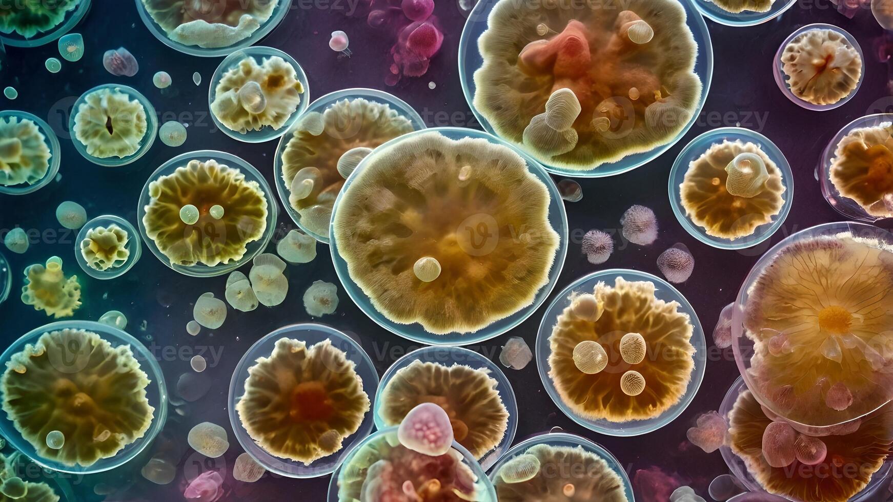 Microscopic Fungi Colonies on Agar Petri Dish photo