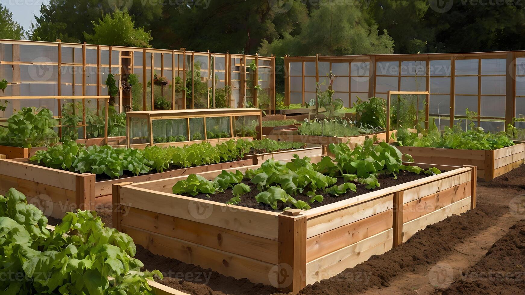 Bountiful Community Garden Raised Beds in Sunny Setting photo