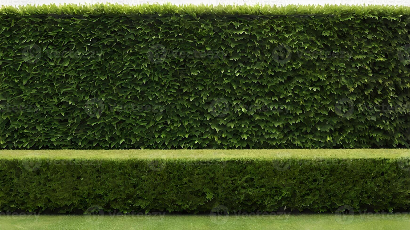 Lush Green Hedge and Lawn Landscape photo