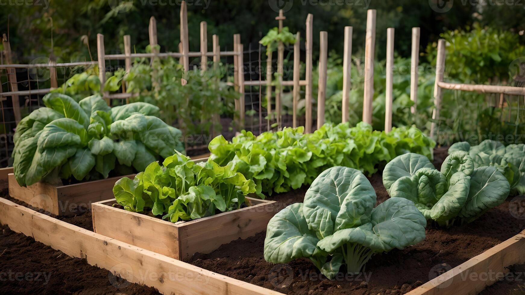 Lush Homegrown Vegetables in a Raised Garden Bed photo