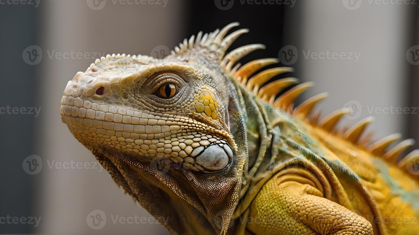 Close Up of a Green Iguana with Spikes and Scales photo