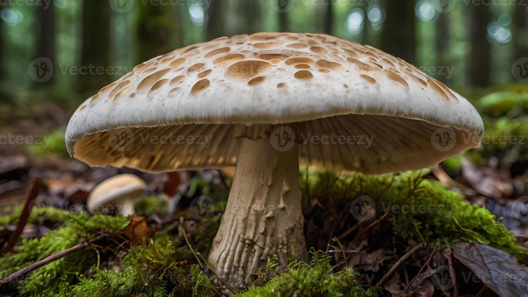 Majestic Parasol Mushroom in Forest Setting photo