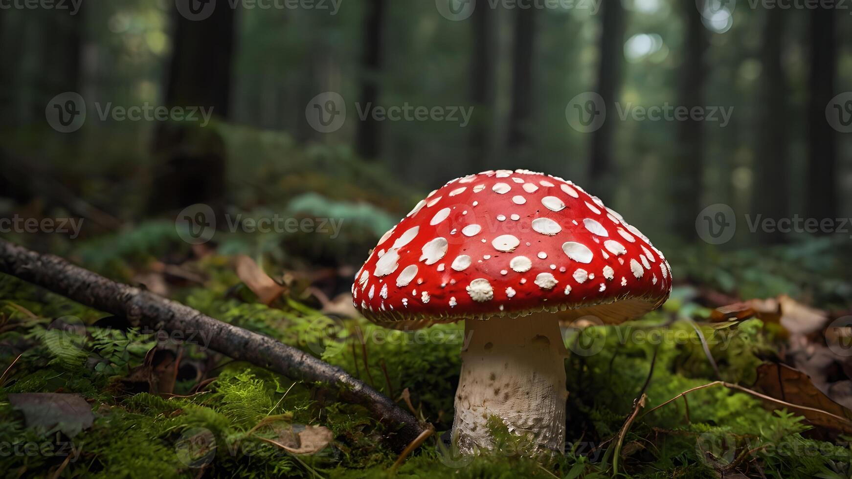 Majestic Red Mushroom in Enchanting Forest photo