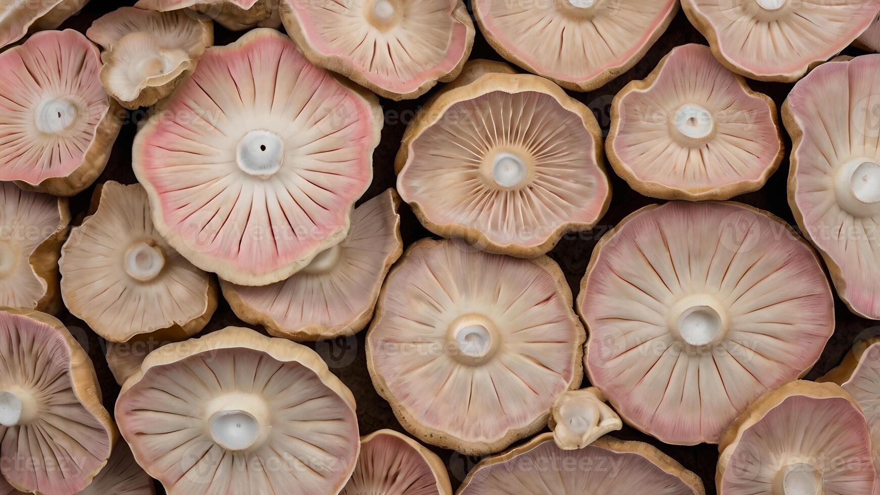 Pink Oyster Mushroom Patterns Close Up photo