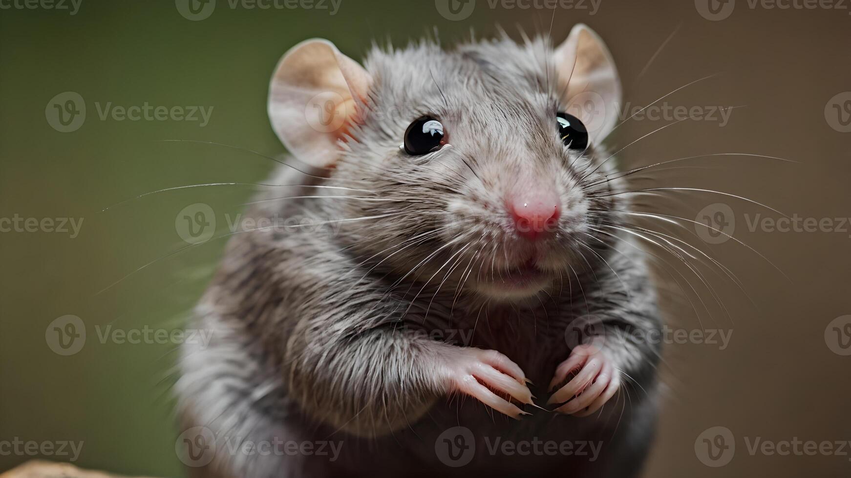 Close Up of Curious Grey Rat with Pink Nose photo