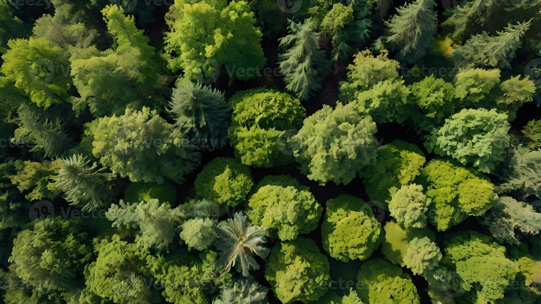 Aerial View of Lush Green Forest Canopy in Summer photo