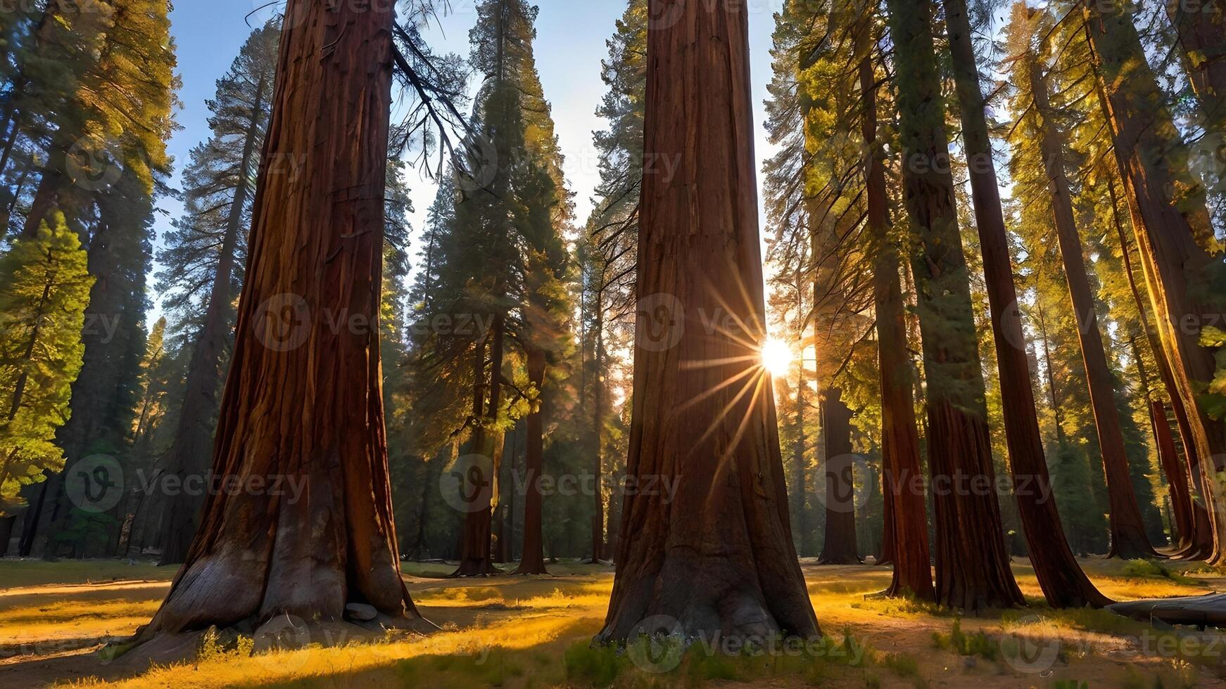 Majestic Sequoias Bathed in Golden Sunrise Yosemite photo