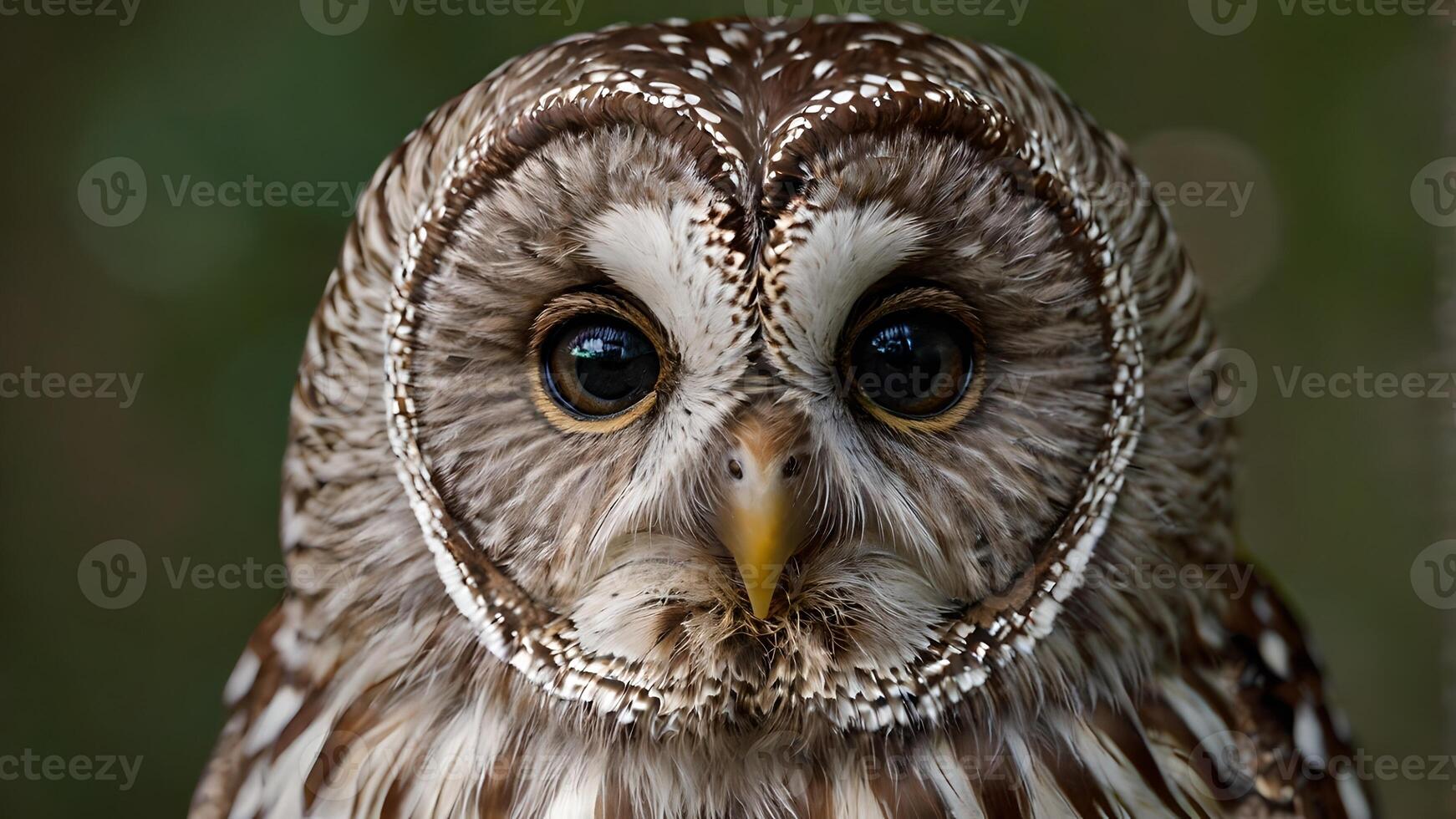 Majestic Barred Owl Portrait Close Up photo