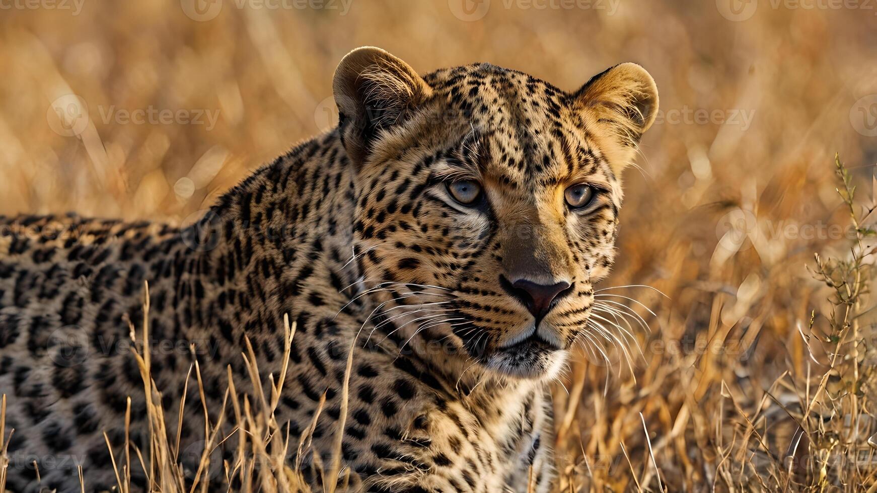 Majestic Leopard in Botswana Savannah Grassland photo