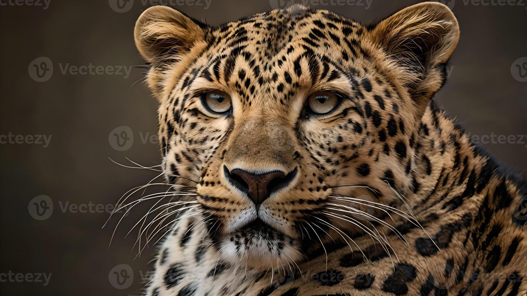 Majestic Leopard Portrait Intense Gaze Wildlife Close Up photo