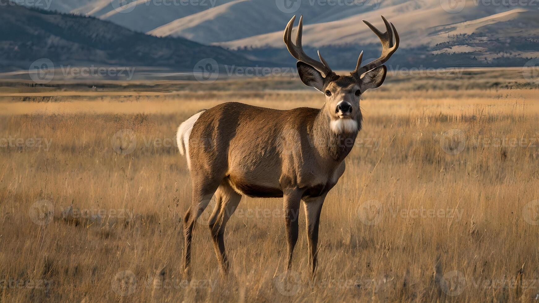 Majestic Mule Deer Buck in Rocky Mountain Prairie photo