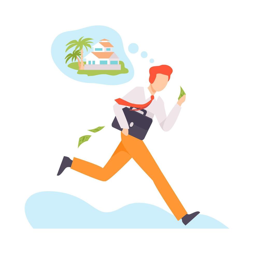 illustration of character running away with money isolated on white background vector