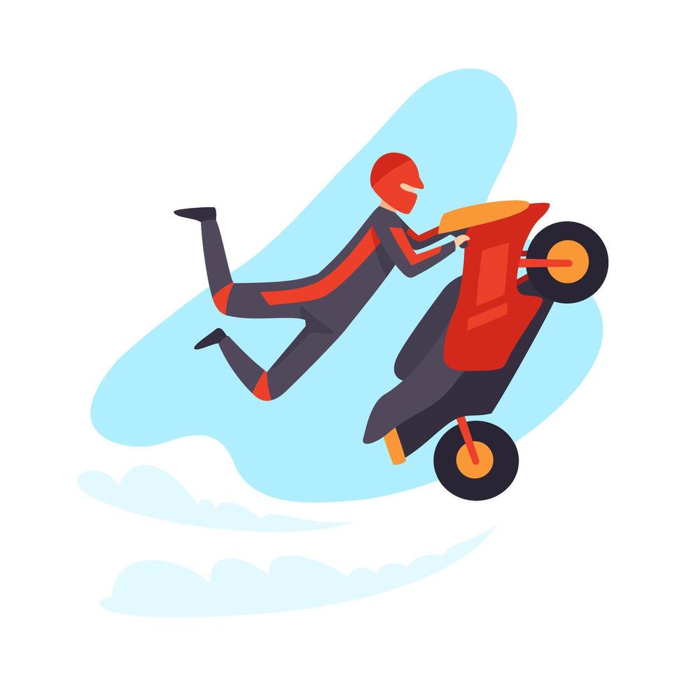 Motorcyclist jumps illustration isolated on white background. vector