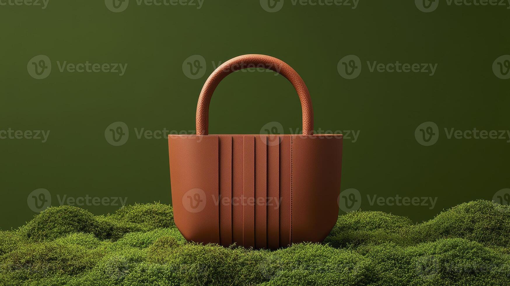 A brown bag sitting on top of a green field photo