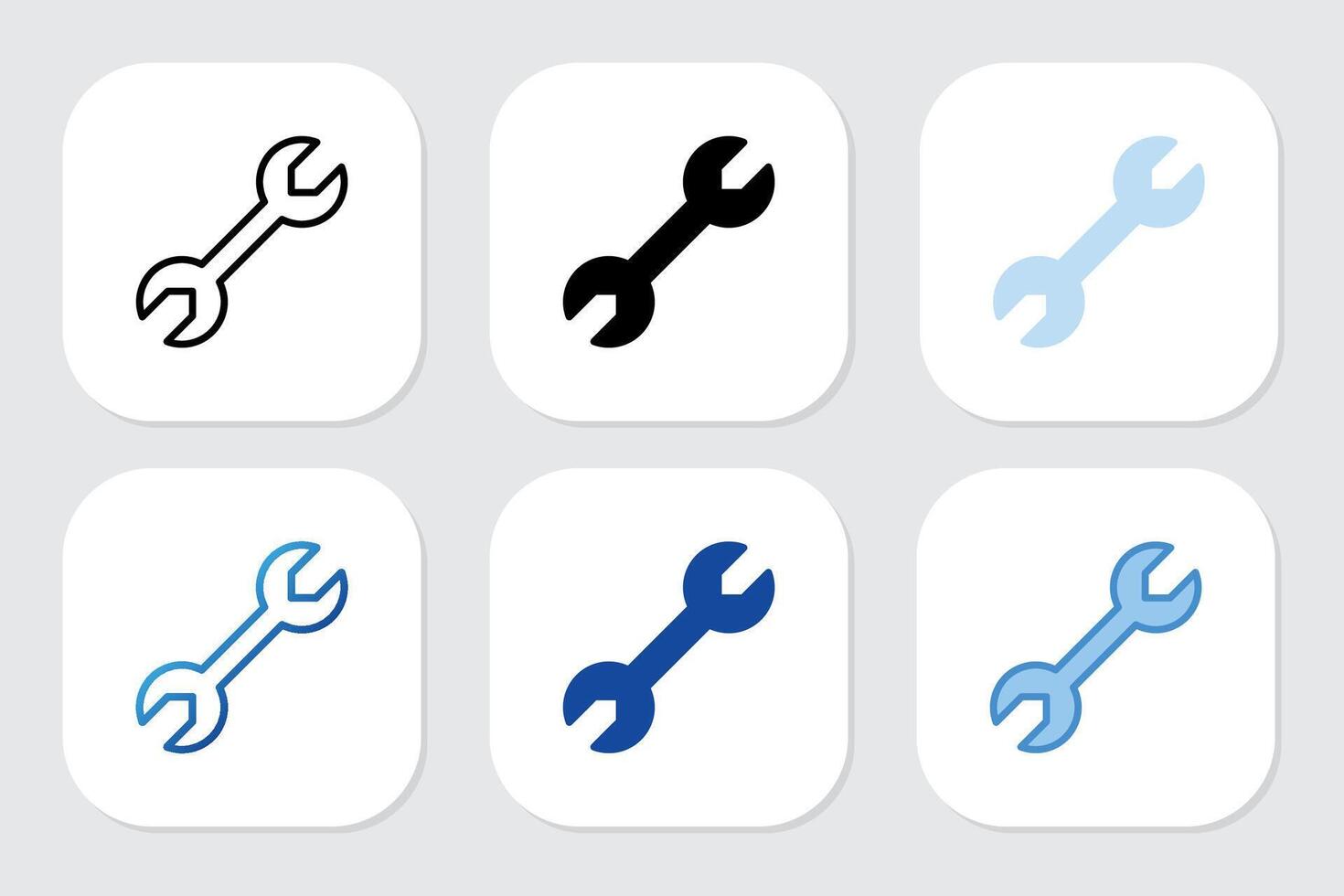 wrench icon with various design styles vector