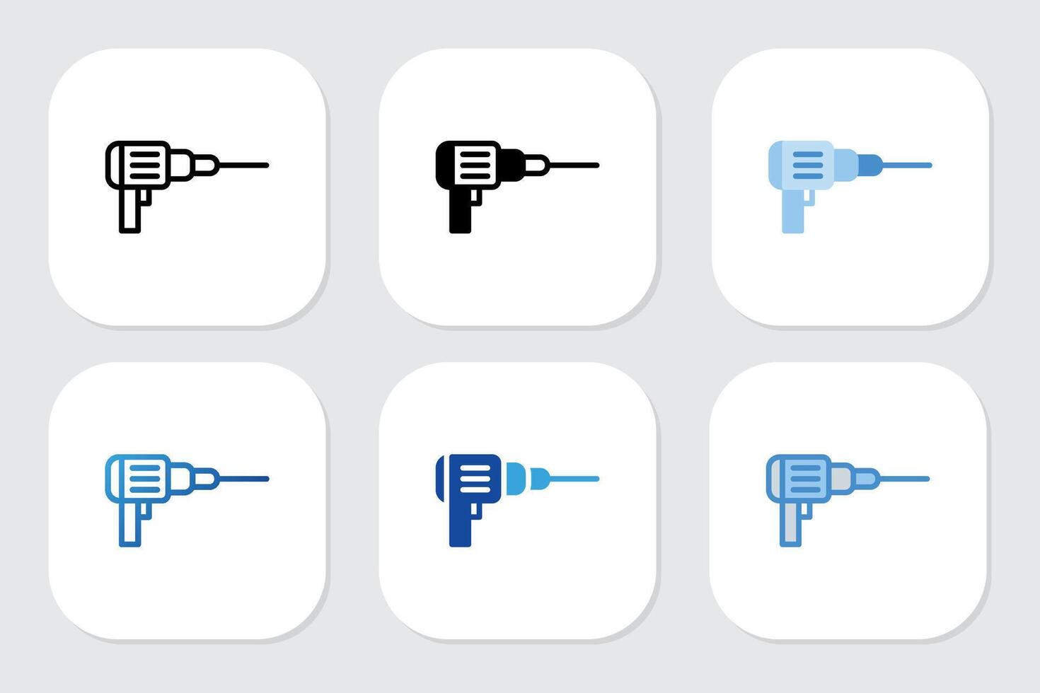 drilling machine icons with various design styles vector