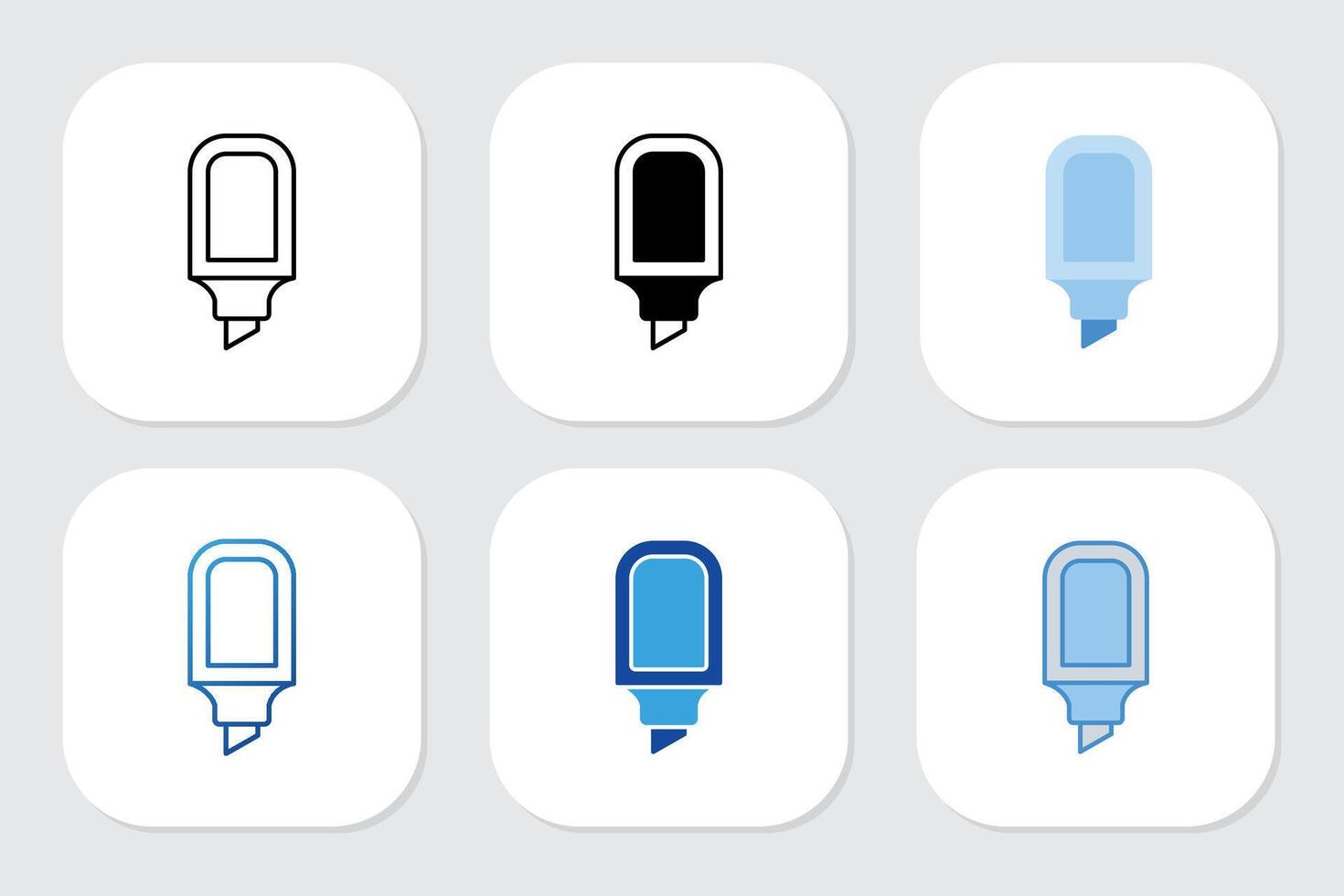 highlighter icons with various design styles vector