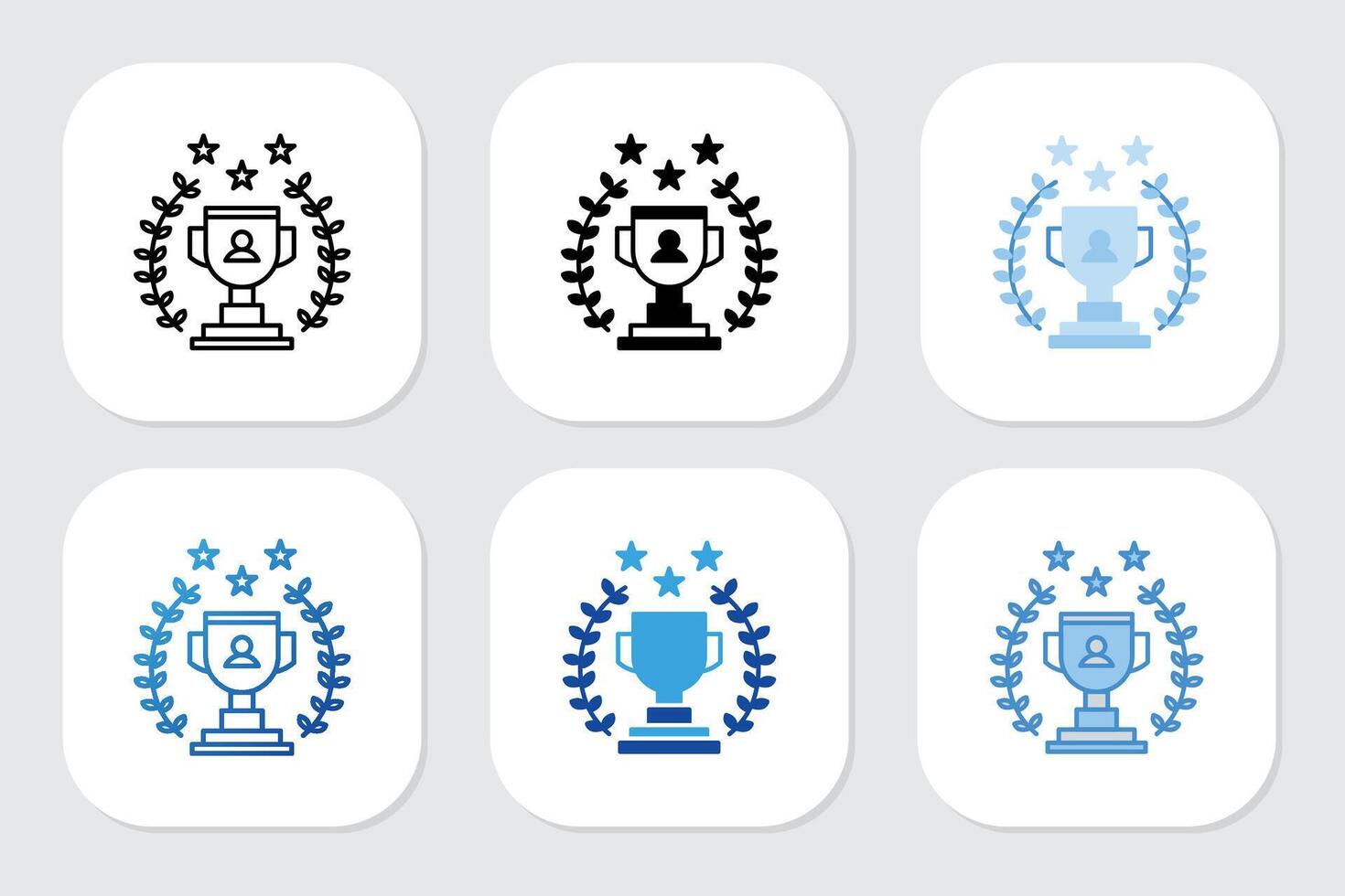 champion trophy icons with various design style vector