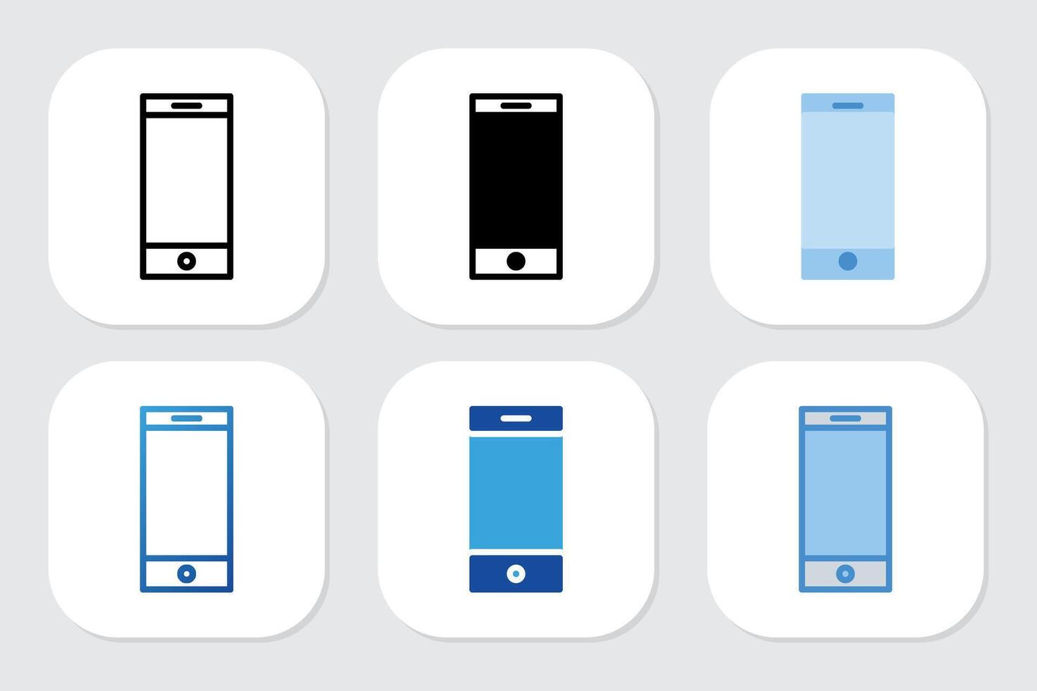 mobile icons with various design styles vector