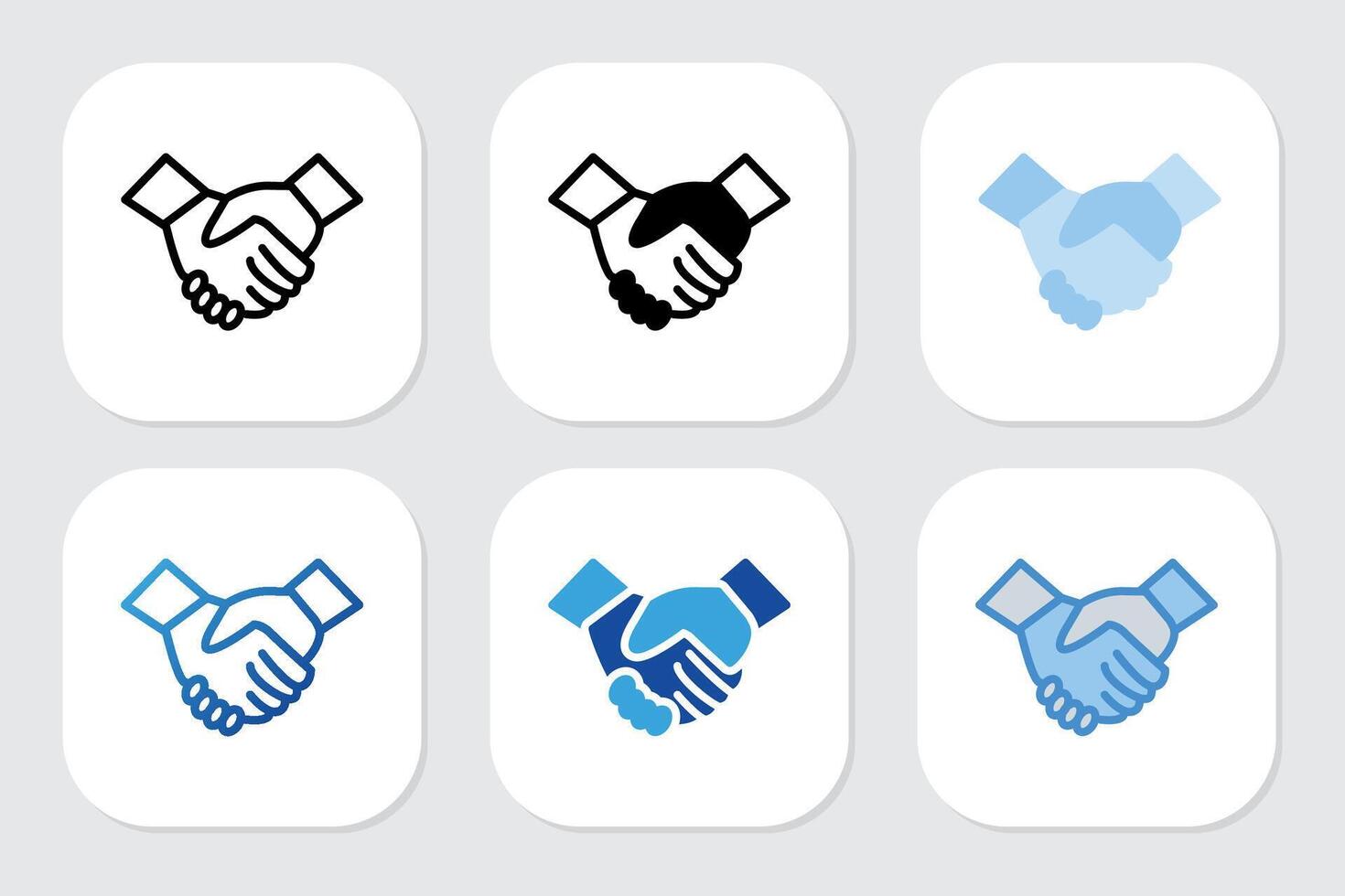 handshake icons with various design styles vector