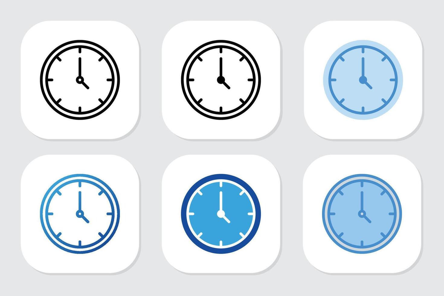 time icons with various design styles vector