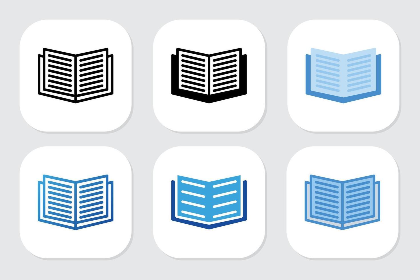 open book icons with various design styles vector