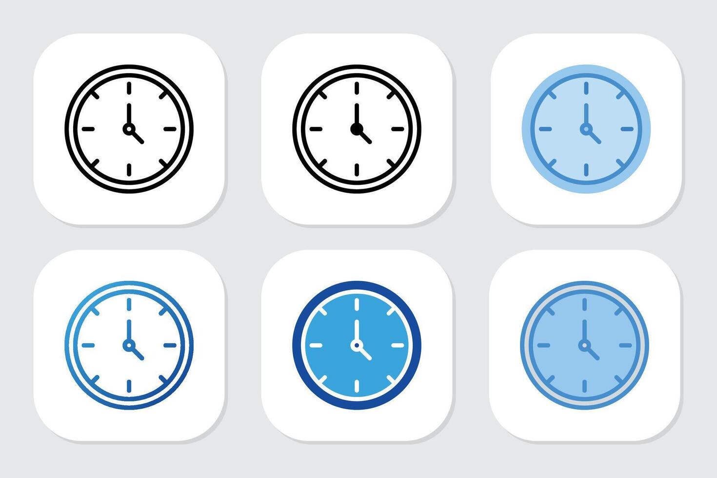 clock icons with various design style vector